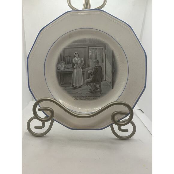 Antique Sterling China Courtship of Miles Standish Plate rare 1915 - Picture 1 of 7